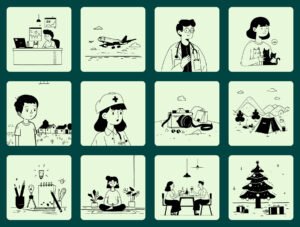 Modern Lifestyle Illustrations for Health, Travel & Everyday Living