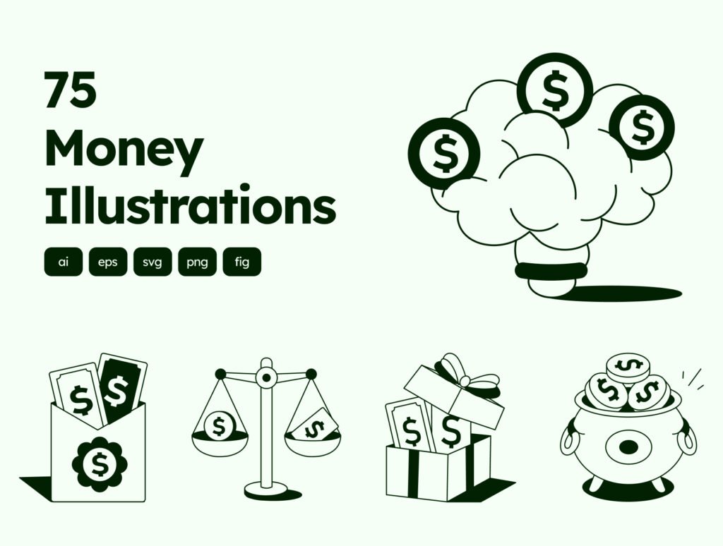 Money Drawing Illustration Set