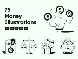 Money Drawing Illustration Set
