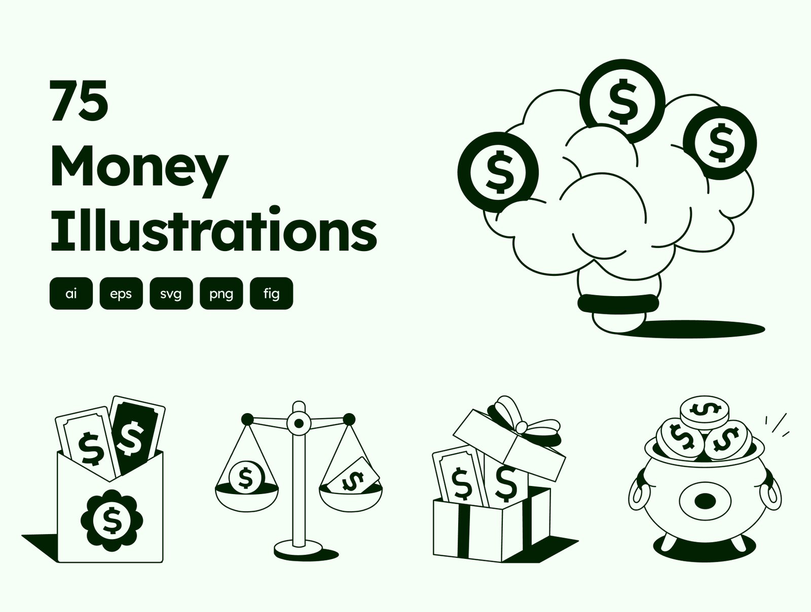 Money Drawing Illustration Set