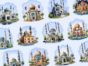Mosque Illustration Art Set