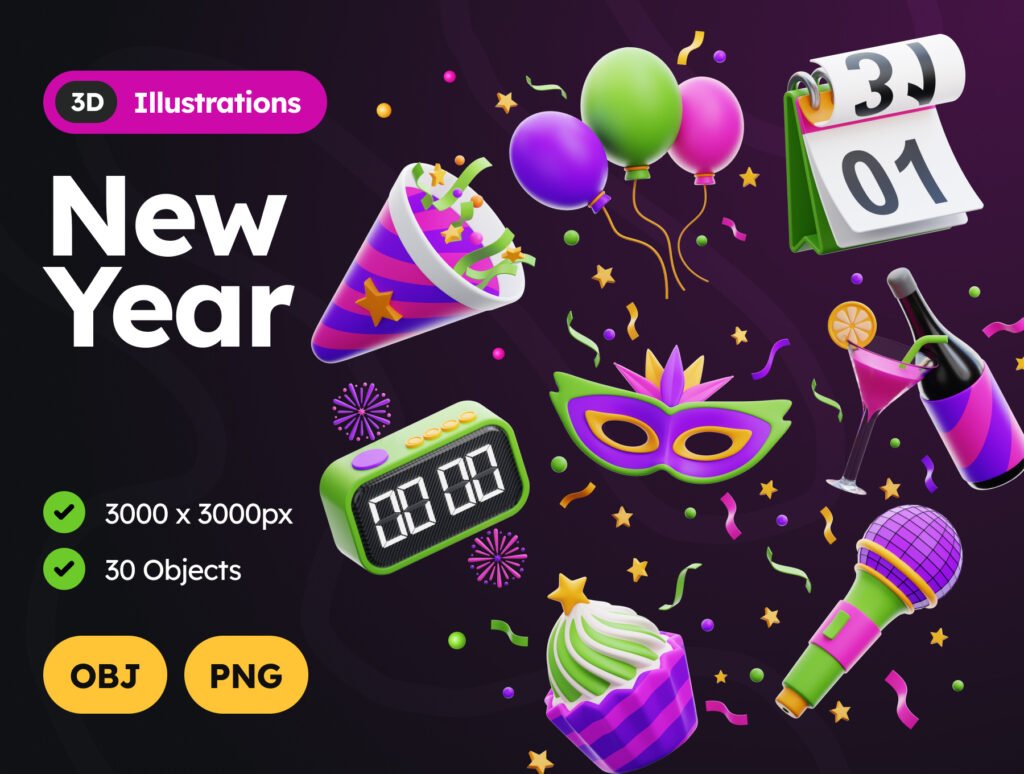 New Year 3D Illustrations