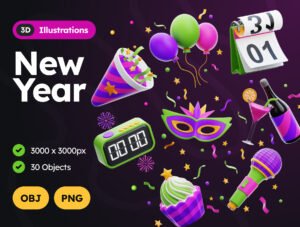 New Year 3D Illustrations