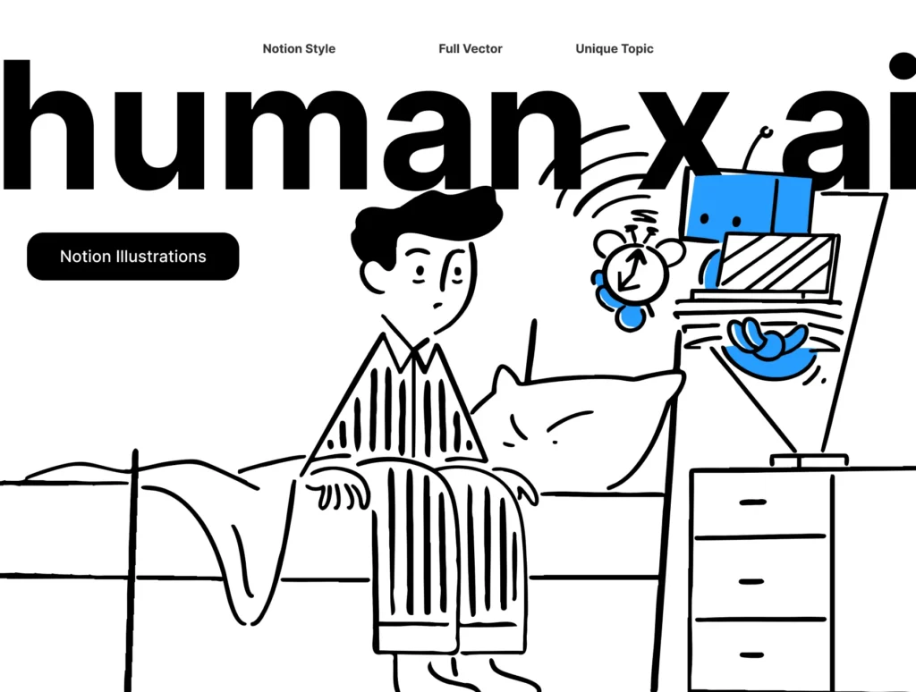 Notion Style Human & AI Illustrations