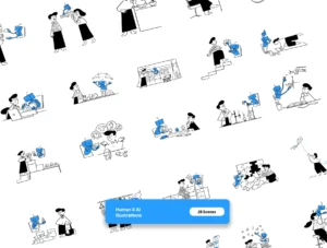 Notion Style Human & AI Illustrations