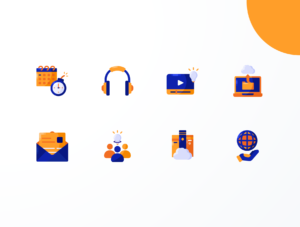 Online Learning Icon Illustrations