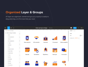 Online Learning Icon Illustrations