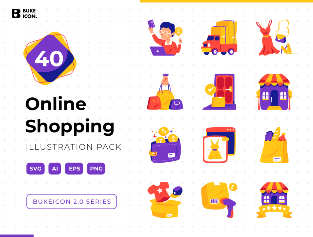 Online shopping Illustration - Bukeicon 2.0 series