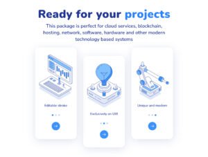 Outline isometric illustration set