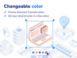 Outline isometric illustration set