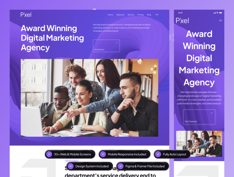 Pixel - Marketing Agency Website Framer Template