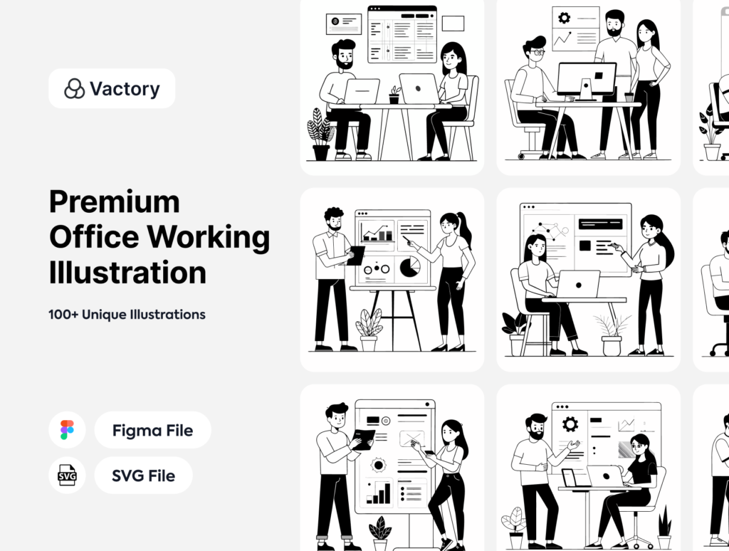 Premium Office Working Illustration