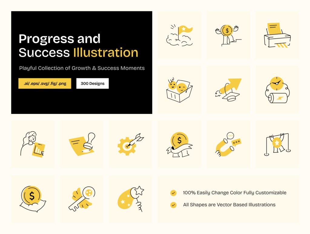 Progress and Success Illustrations