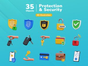 Protection & Security 3D Icon Set