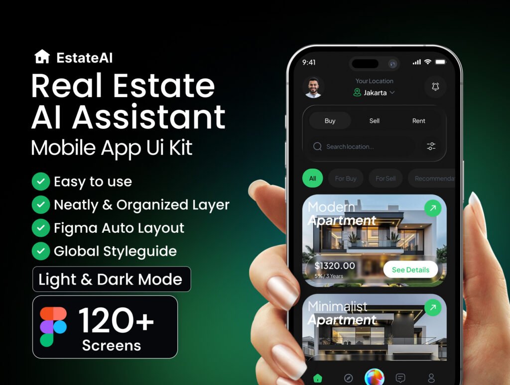 Real Estate AI Assistance Mobile App Ui kit
