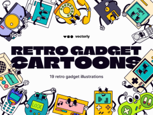 Retro Gadget Cartoons Illustrations