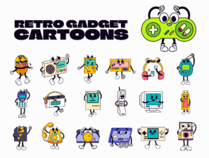 Retro Gadget Cartoons Illustrations