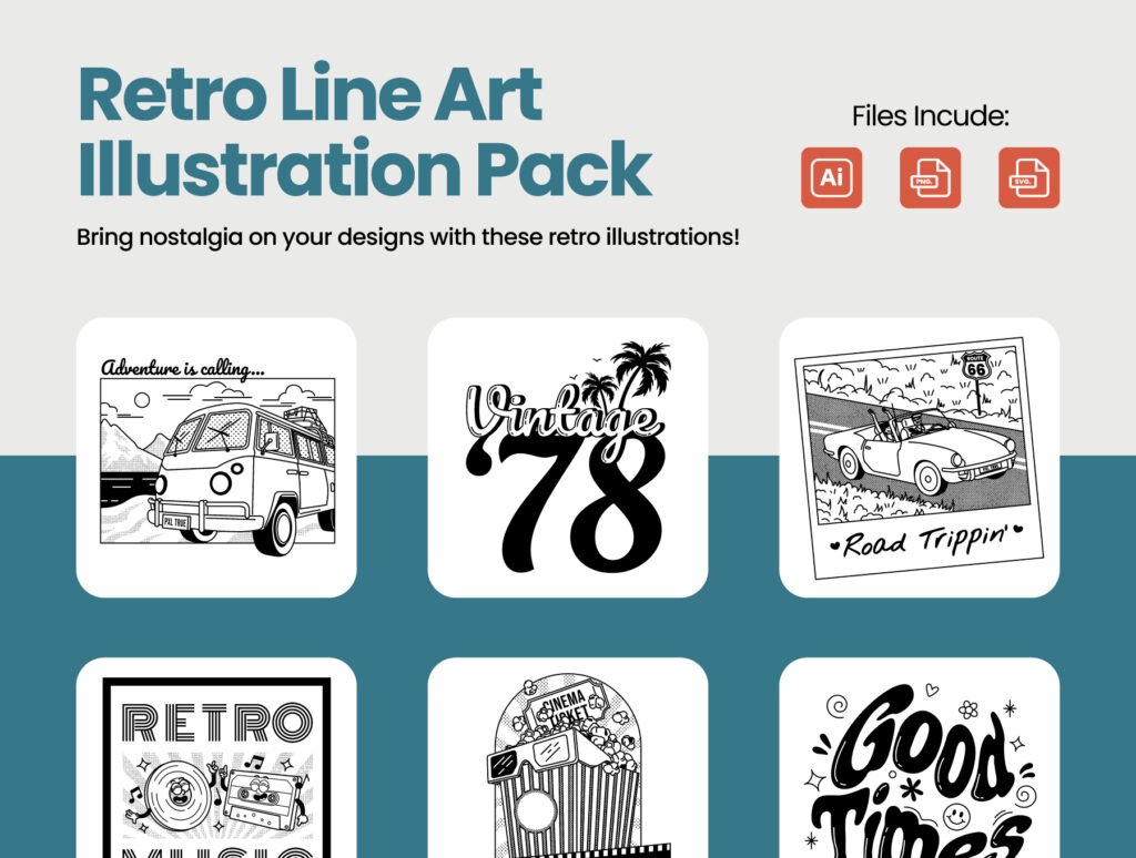 Retro Line Art