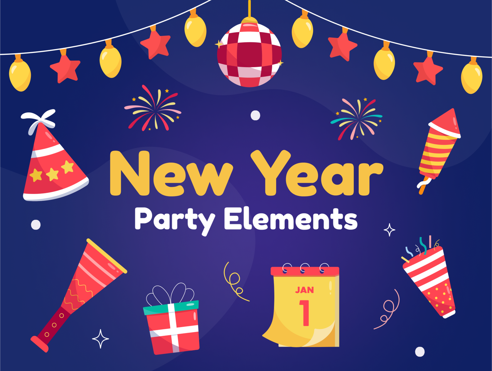 Revelryy - New Year Party Elements Illustration Set Revelry - New Year Party Elements Illustration Set