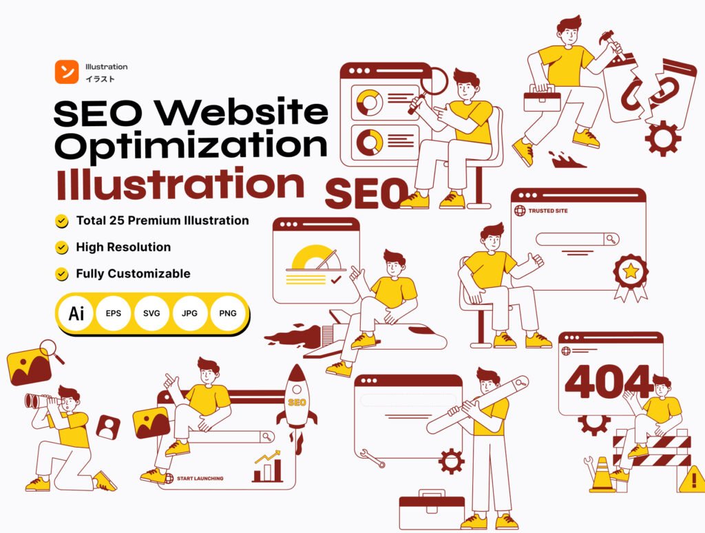 SEO Website Optimization Illustration Pack