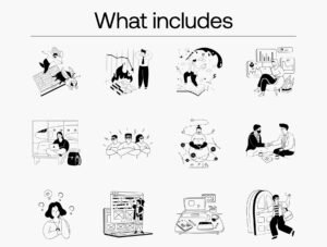 SaaS & Business Flat Line Illustration Pack (70+ Vector Illustrations)
