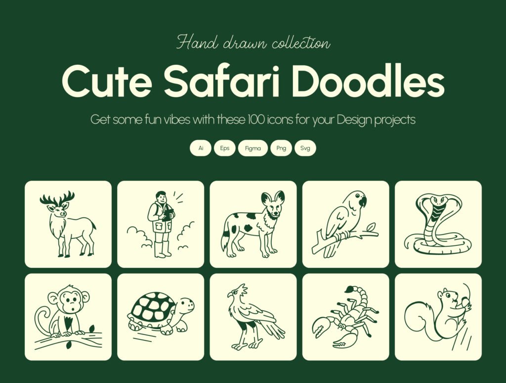Safari Doodles Icons Set