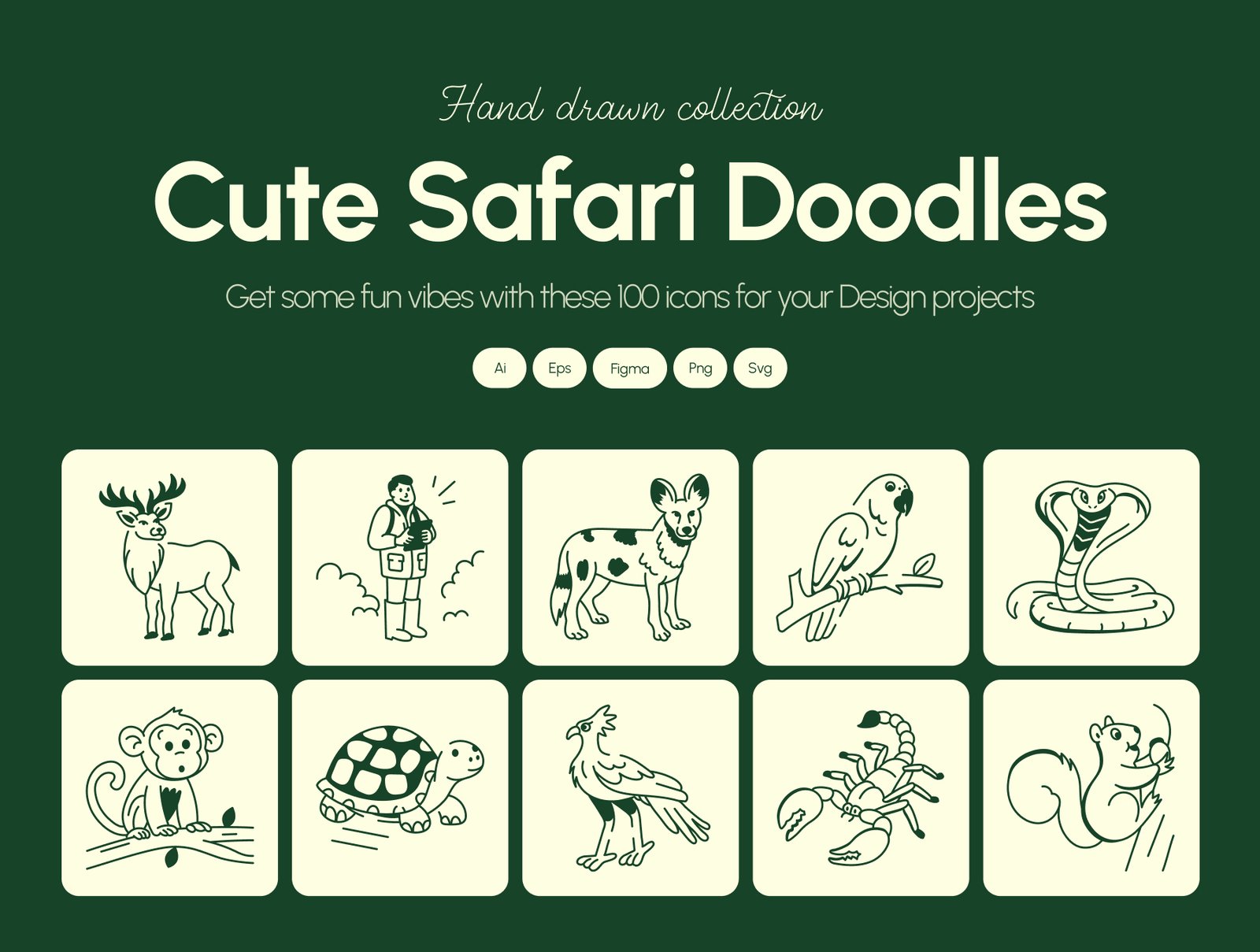 Safari Doodles Icons Set