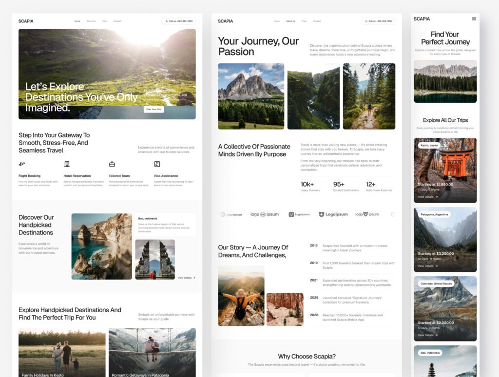 Scapia - Travel Agency Website Framer Template