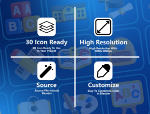 School Education 3D Icon Pack