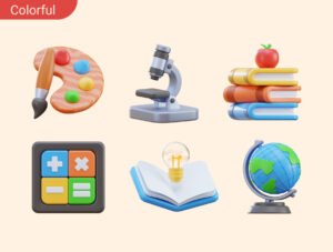 School Education & Learning 3D Icon Pack
