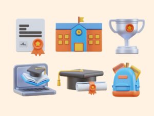 School Education & Learning 3D Icon Pack