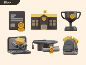 School Education & Learning 3D Icon Pack
