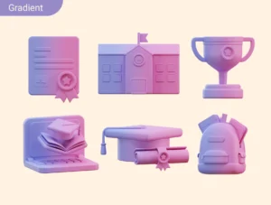 School Education & Learning 3D Icon Pack