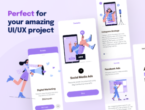 Socially - Social Media Marketing Illustration Set