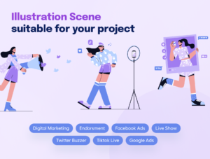 Socially - Social Media Marketing Illustration Set