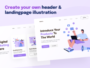 Socially - Social Media Marketing Illustration Set