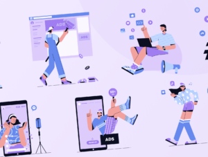 Socially - Social Media Marketing Illustration Set