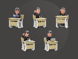 Student Character 3D Illustration