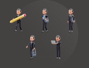 Student Character 3D Illustration