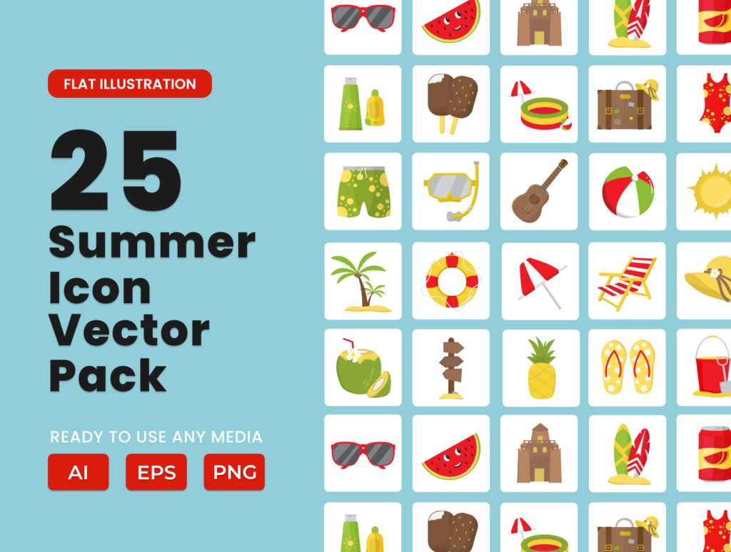 Summer 2D Icon Illustration Set Vol 1