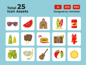 Summer 2D Icon Illustration Set Vol 1