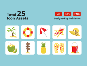 Summer 2D Icon Illustration Set Vol 1