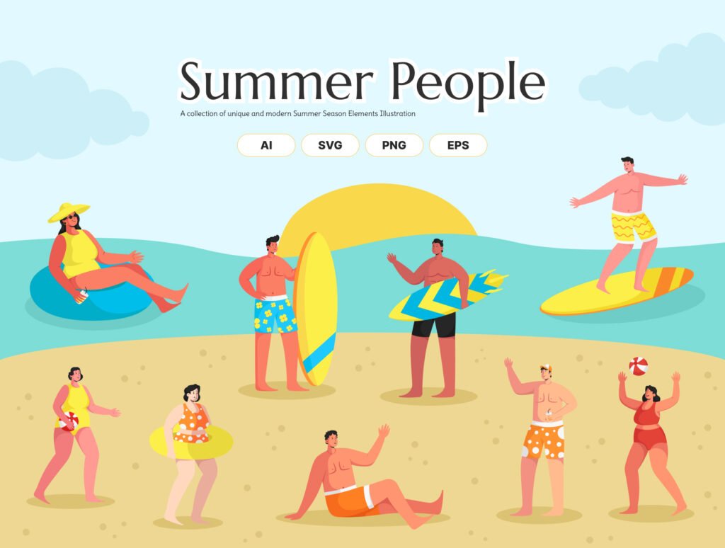 Summer People Illustration Set