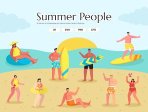 Summer People Illustration Set