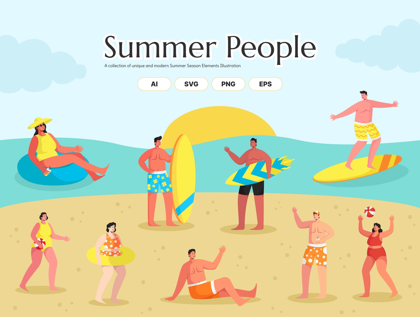 Summer People Illustration Set