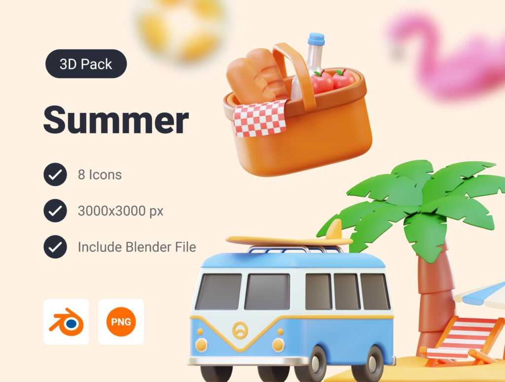 Summer Vacation 3D Icon Pack