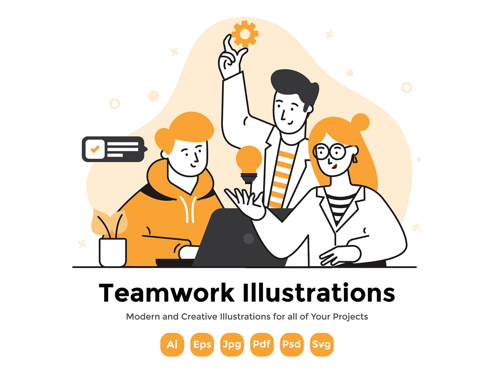 Modern colorful Development concept illustration set Teamwork Illustration Set