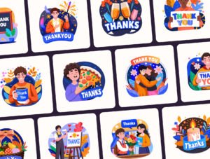 Thank You Illustration Set