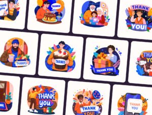 Thank You Illustration Set