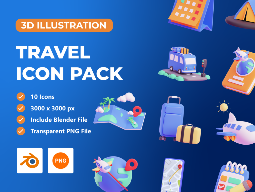 Travel 3D Icon Pack